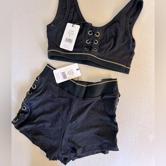 else Other - 🖤 NWT ELSE Set Urban Lace Tank Top Boyshort Black Gold Small Lingerie